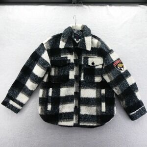 Tommy Hilfiger Jacket Womens Small Florida Panthers Black Plaid Boucle Shacket
